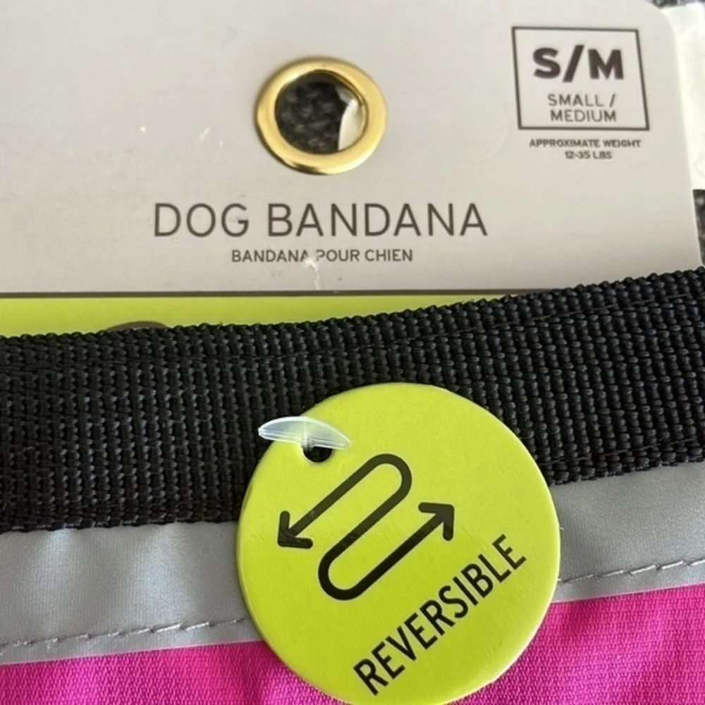 NWT Eddie Bauer reversible Pink hook and loop closure Pet dog bandana Sz S/M